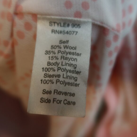 Carol Anderson Rose Pink Wool Blend Pea Coat Size 12 - Picture 13 of 14